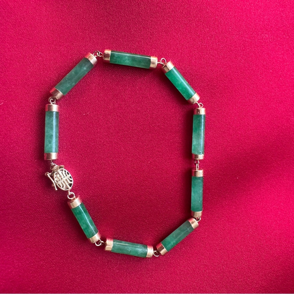 14kt Gold Jade Tennis Bracelet